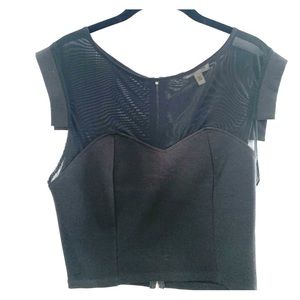 Silence + Noise Illusion neck & Sleeve Crop Top